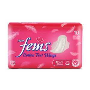 Fems Cotton Feel Wings 10S Pack Sanitary Napkins